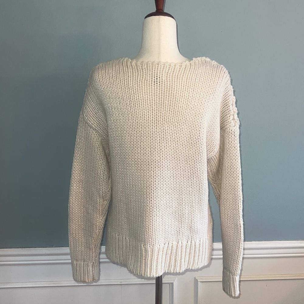 Women’s Large chunky knit thick knit cream neutral sweater - Picture 9 of 14